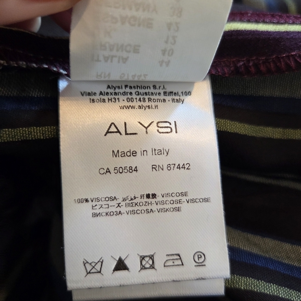 Alysi Creme Bohemian Casual Striped Midi Women's Dress Size 8 - Picture 15 of 15